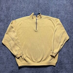 Tommy Bahama Quarter Zip Pullover Mens Medium Yellow Vintage Cotton Knit‎